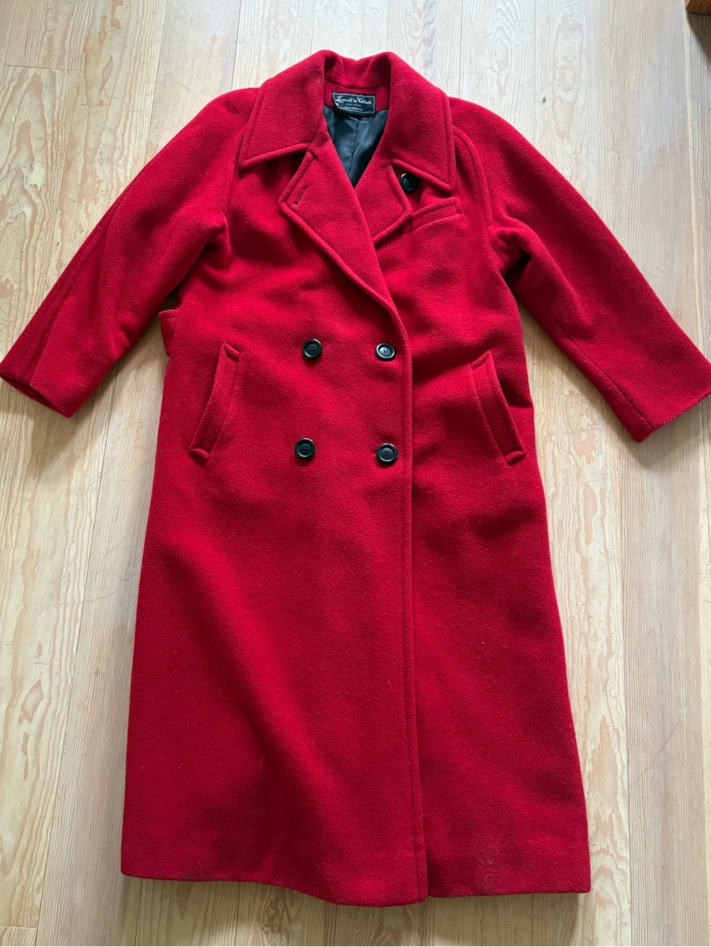 Vintage Laurent de Veilleux Paris Montreal Red Wool Coat